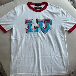 Louis Vuitton Men’s White & Blue Logo Intarsia T-Shirt | XL